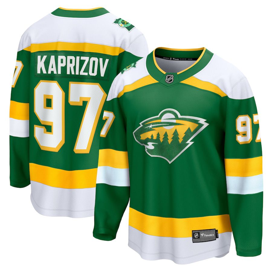 Men Minnesota Wild #97 Kirill Kaprizov Fanatics Branded Green 2023-24 Alternate Premier Breakaway Player NHL Jersey->customized nhl jersey->Custom Jersey